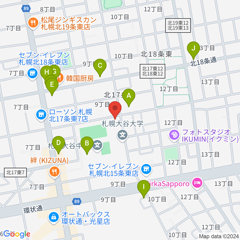 札幌大谷大学 大谷記念ホール周辺の駐車場・コインパーキング一覧地図