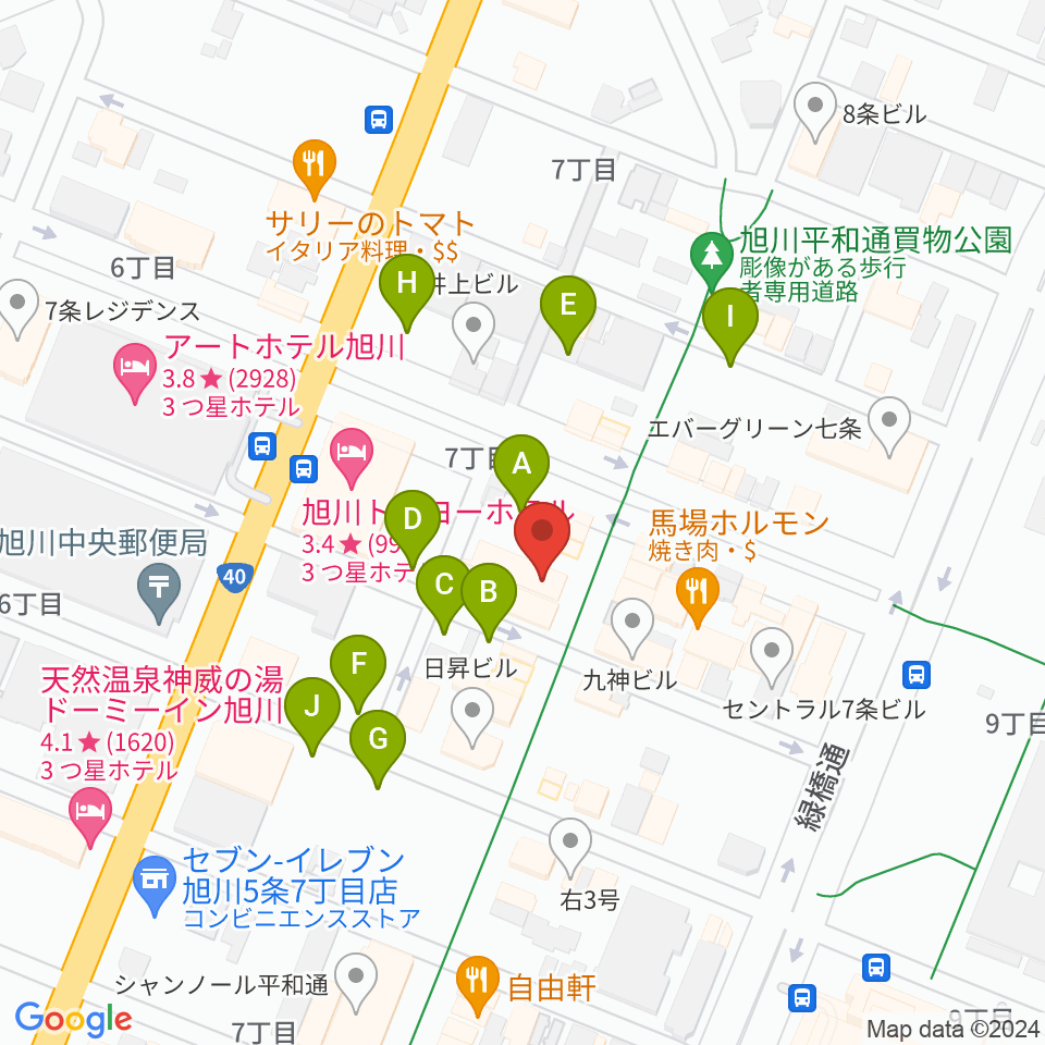 旭川カジノドライブ周辺の駐車場・コインパーキング一覧地図