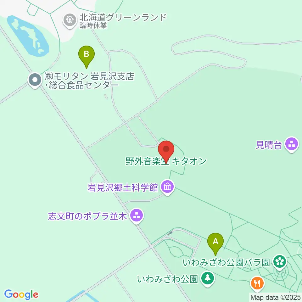 いわみざわ公園野外音楽堂キタオン周辺の駐車場・コインパーキング一覧地図