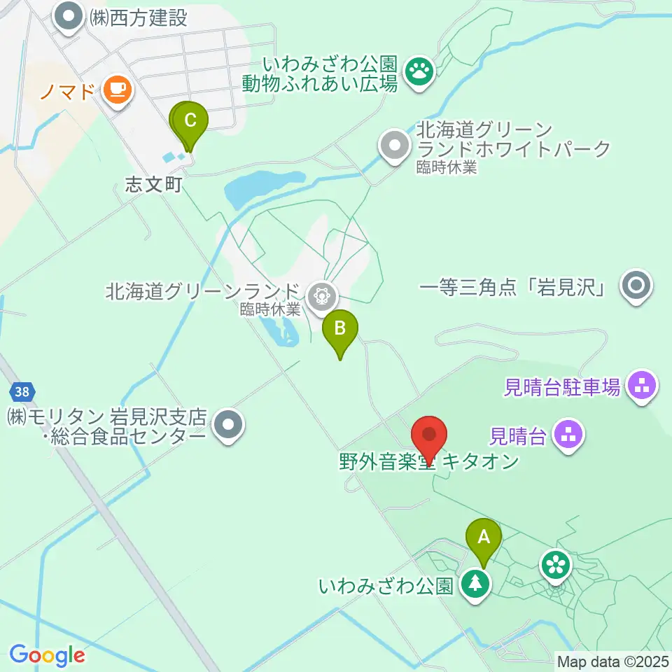 いわみざわ公園野外音楽堂キタオン周辺の駐車場・コインパーキング一覧地図