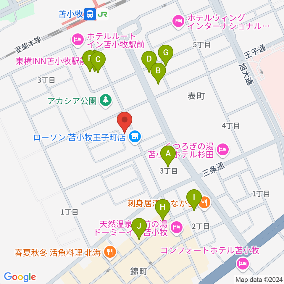 苫小牧エルキューブ周辺の駐車場・コインパーキング一覧地図