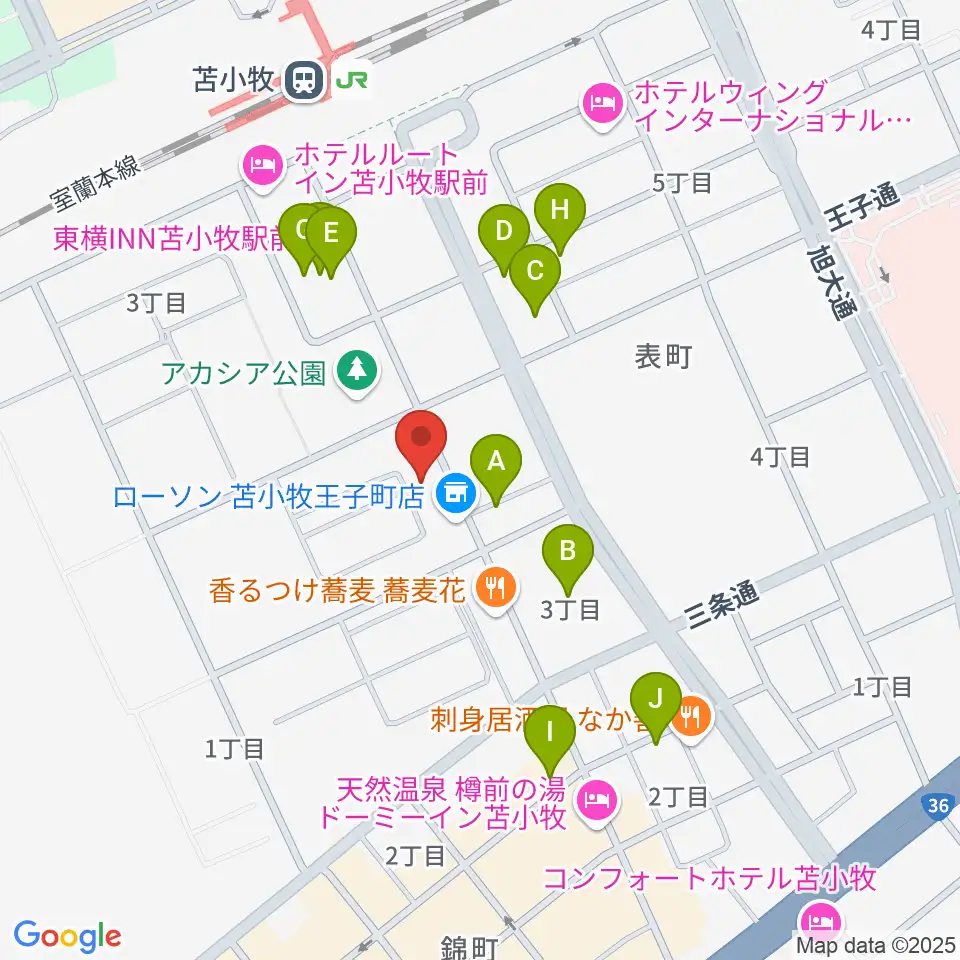 苫小牧エルキューブ周辺の駐車場・コインパーキング一覧地図