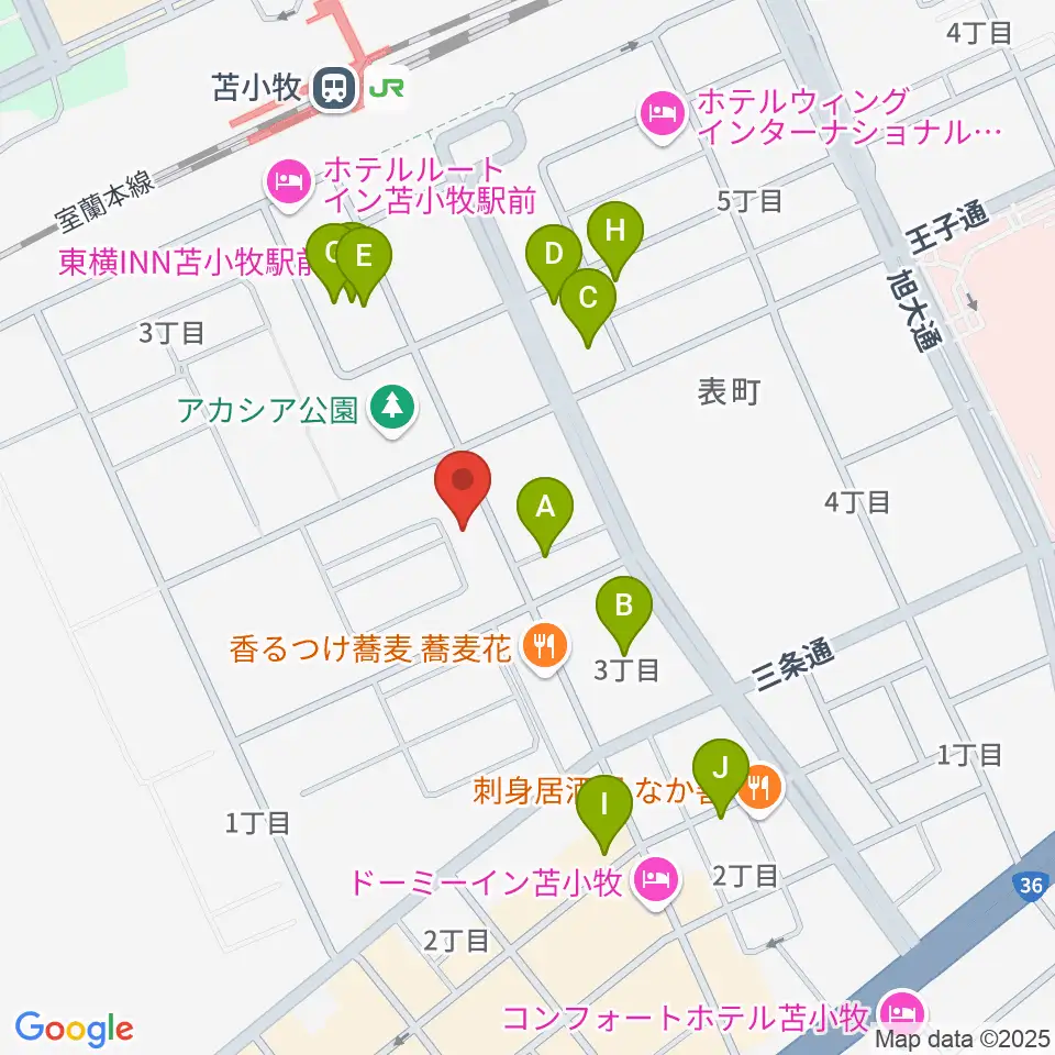苫小牧エルキューブ周辺の駐車場・コインパーキング一覧地図