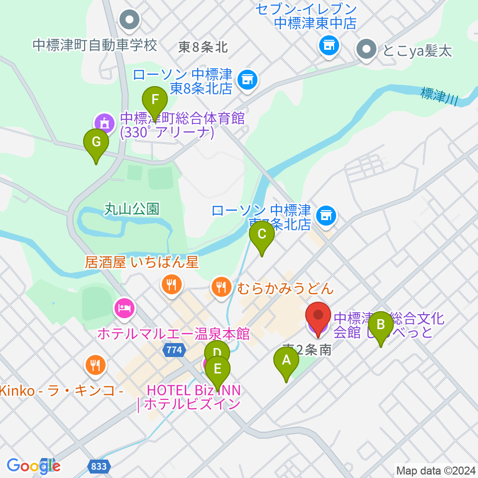 中標津町総合文化会館周辺の駐車場・コインパーキング一覧地図