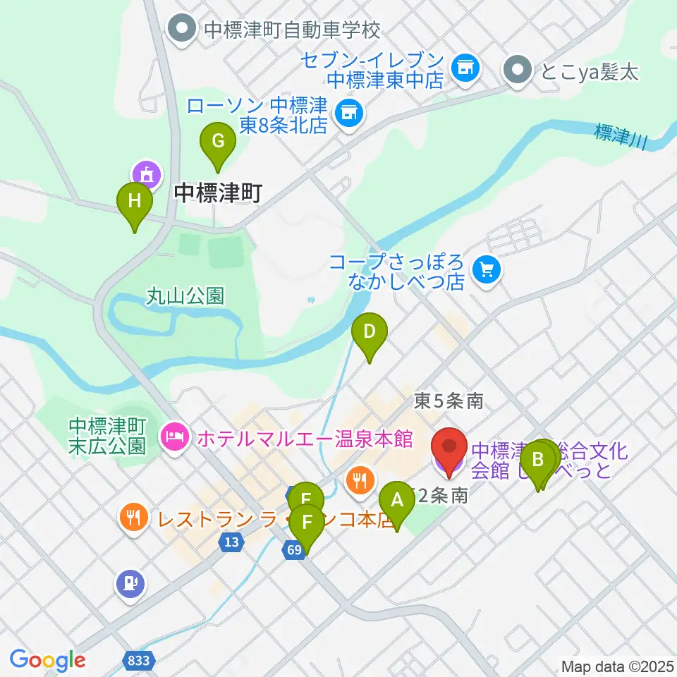中標津町総合文化会館周辺の駐車場・コインパーキング一覧地図