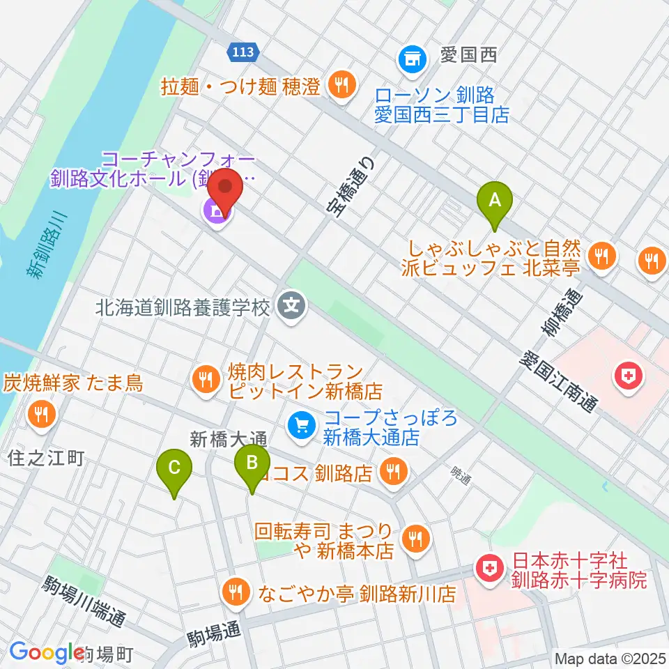 コーチャンフォー釧路文化ホール周辺の駐車場・コインパーキング一覧地図