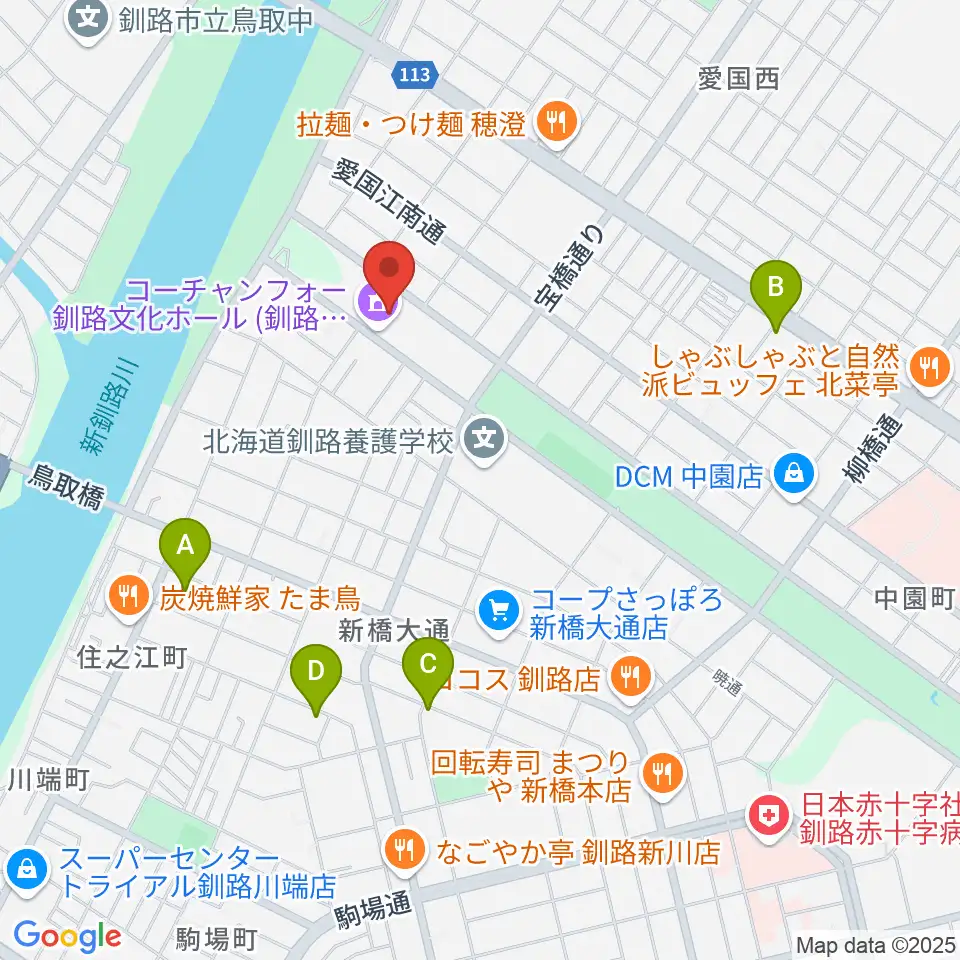 コーチャンフォー釧路文化ホール周辺の駐車場・コインパーキング一覧地図