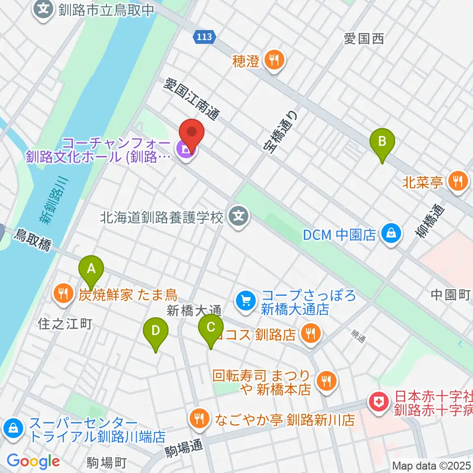 コーチャンフォー釧路文化ホール周辺の駐車場・コインパーキング一覧地図