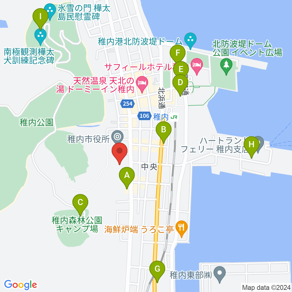 稚内総合文化センター周辺の駐車場・コインパーキング一覧地図