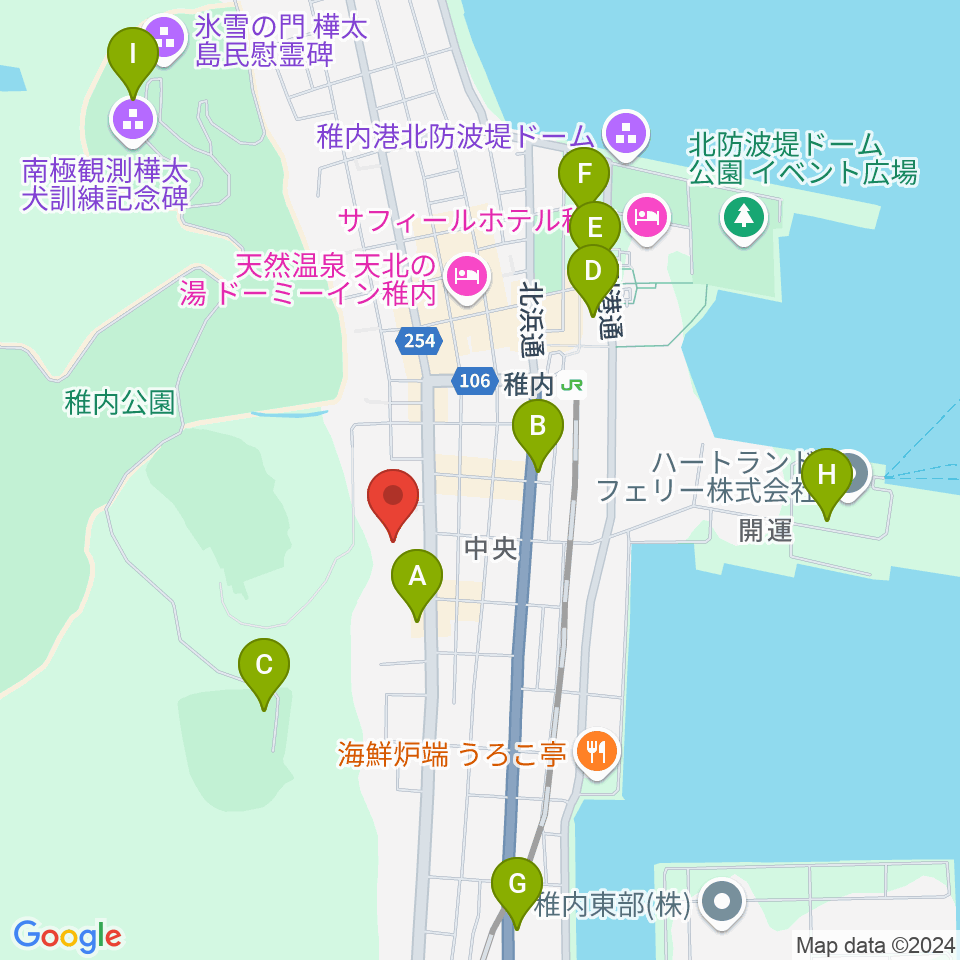 稚内総合文化センター周辺の駐車場・コインパーキング一覧地図