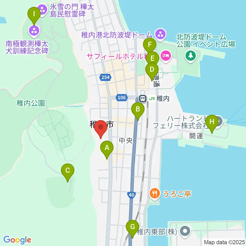 稚内総合文化センター周辺の駐車場・コインパーキング一覧地図