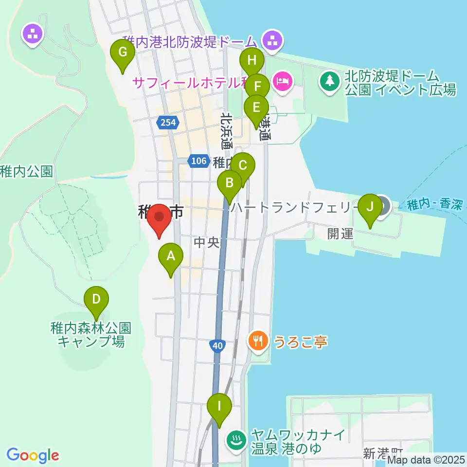 稚内総合文化センター周辺の駐車場・コインパーキング一覧地図