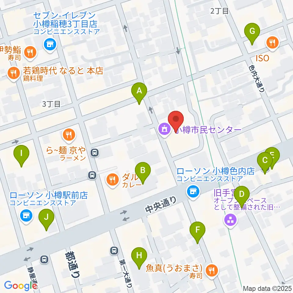 小樽市民センター マリンホール周辺の駐車場・コインパーキング一覧地図