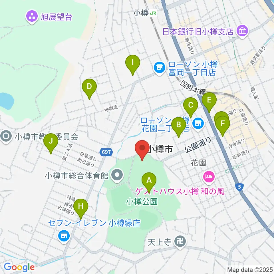 小樽市民会館周辺の駐車場・コインパーキング一覧地図
