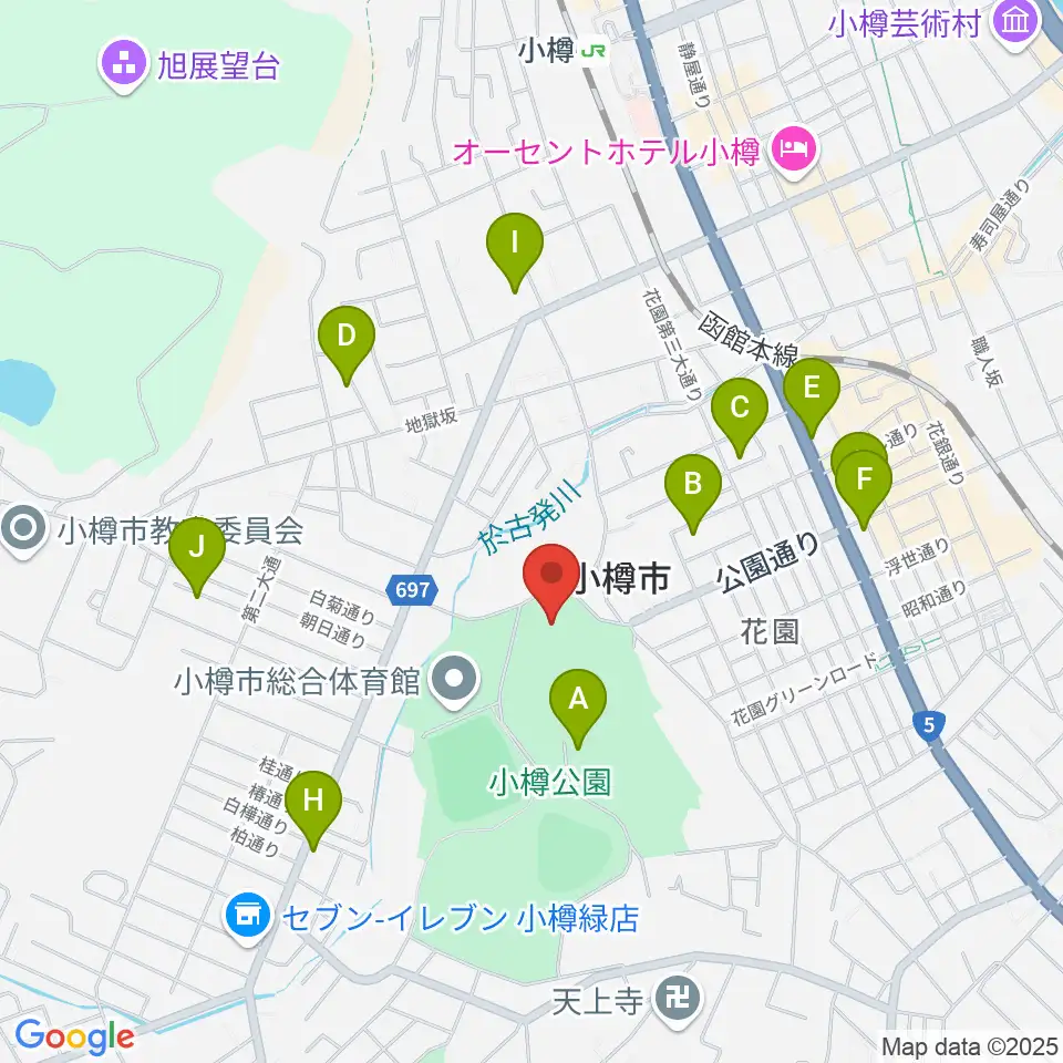 小樽市民会館周辺の駐車場・コインパーキング一覧地図