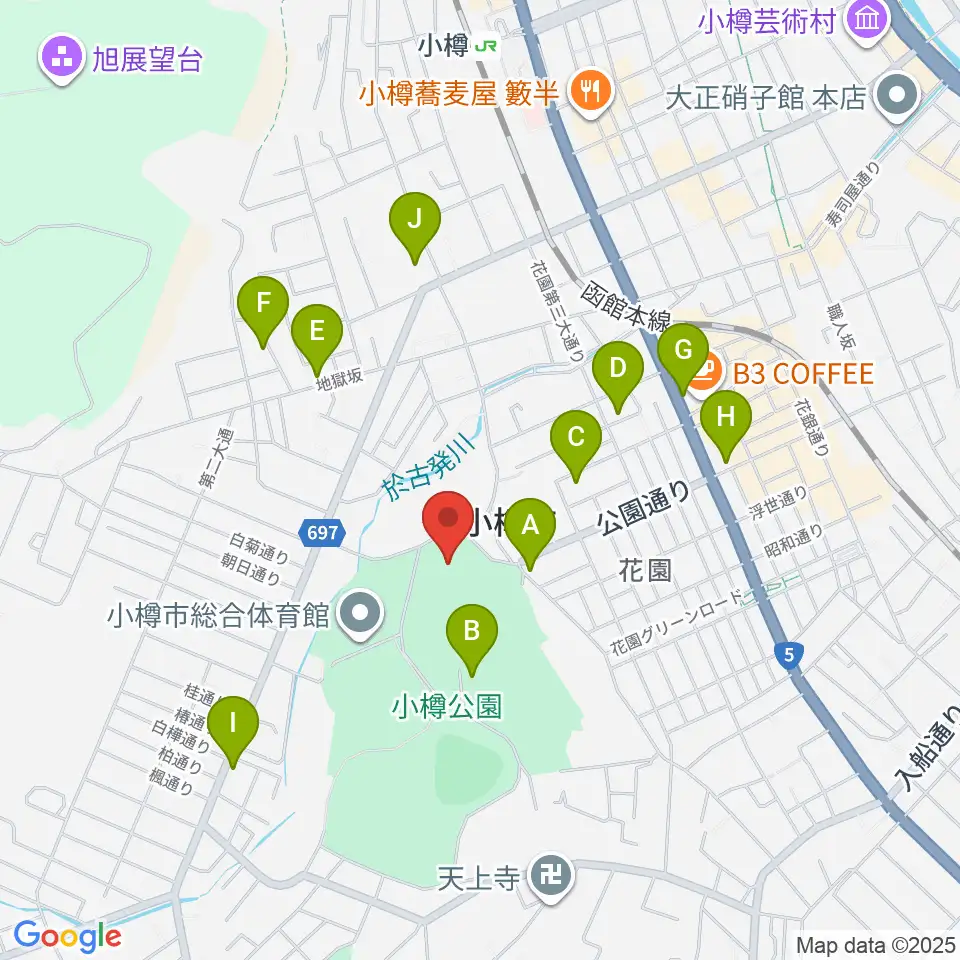 小樽市民会館周辺の駐車場・コインパーキング一覧地図