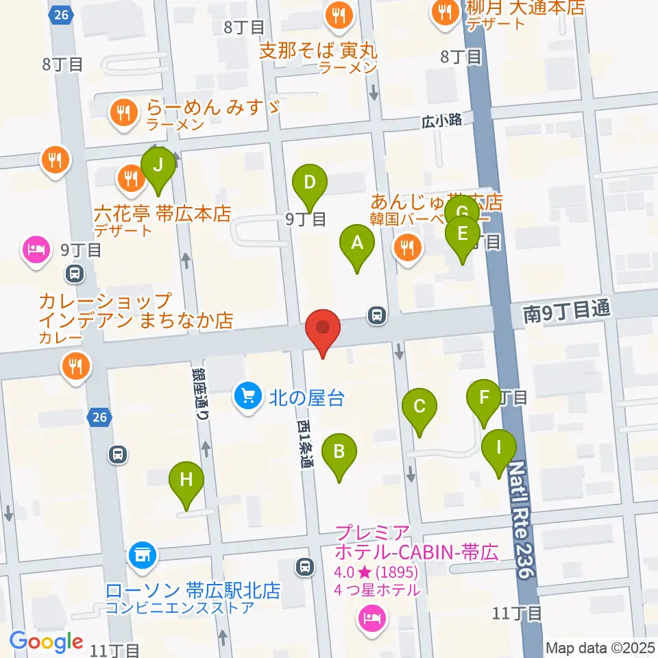 帯広B♭M7周辺の駐車場・コインパーキング一覧地図