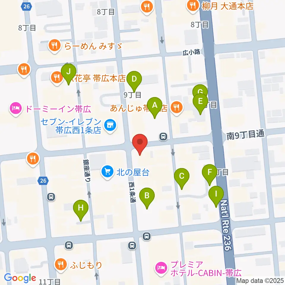 帯広B♭M7周辺の駐車場・コインパーキング一覧地図