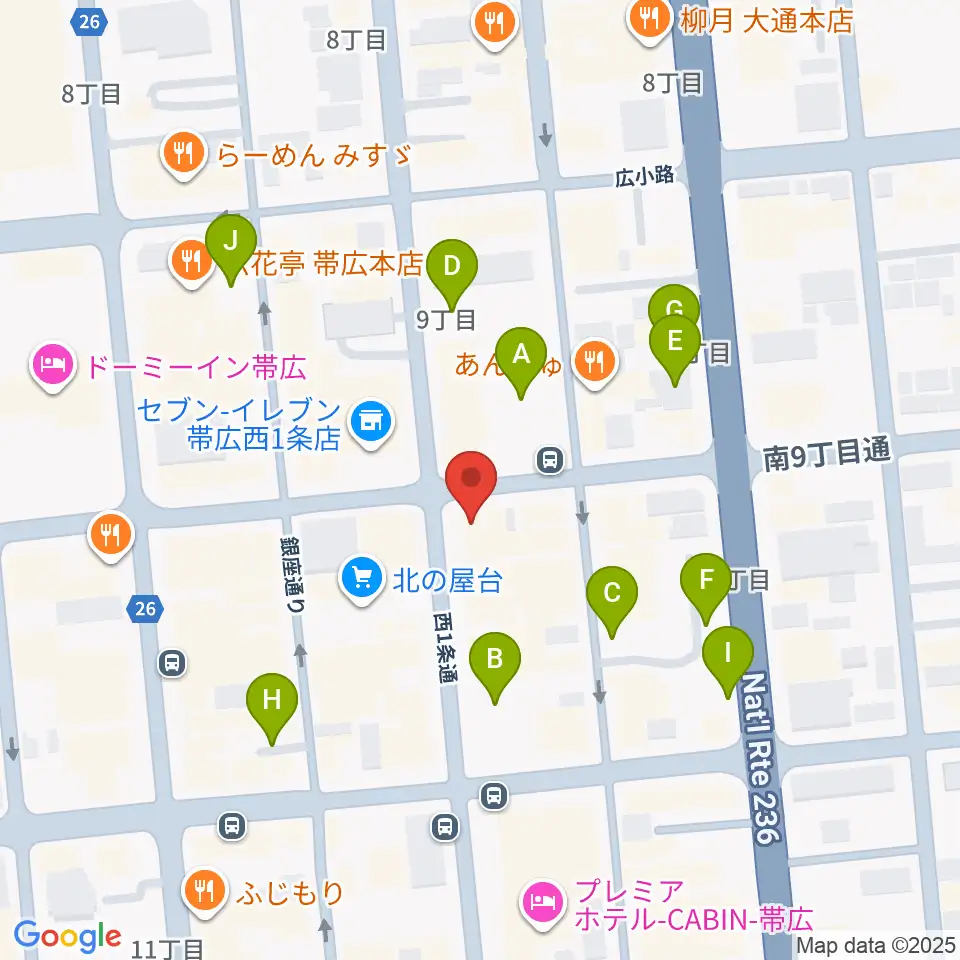 帯広B♭M7周辺の駐車場・コインパーキング一覧地図