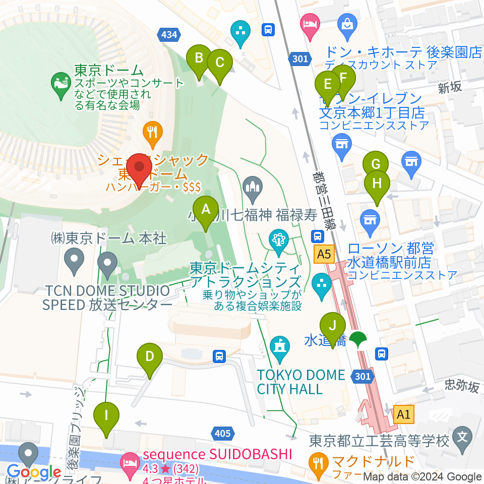 東京ドーム周辺の駐車場・コインパーキング一覧地図