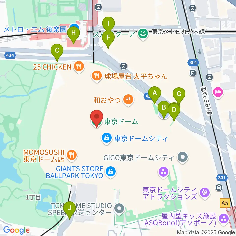 東京ドーム周辺の駐車場・コインパーキング一覧地図