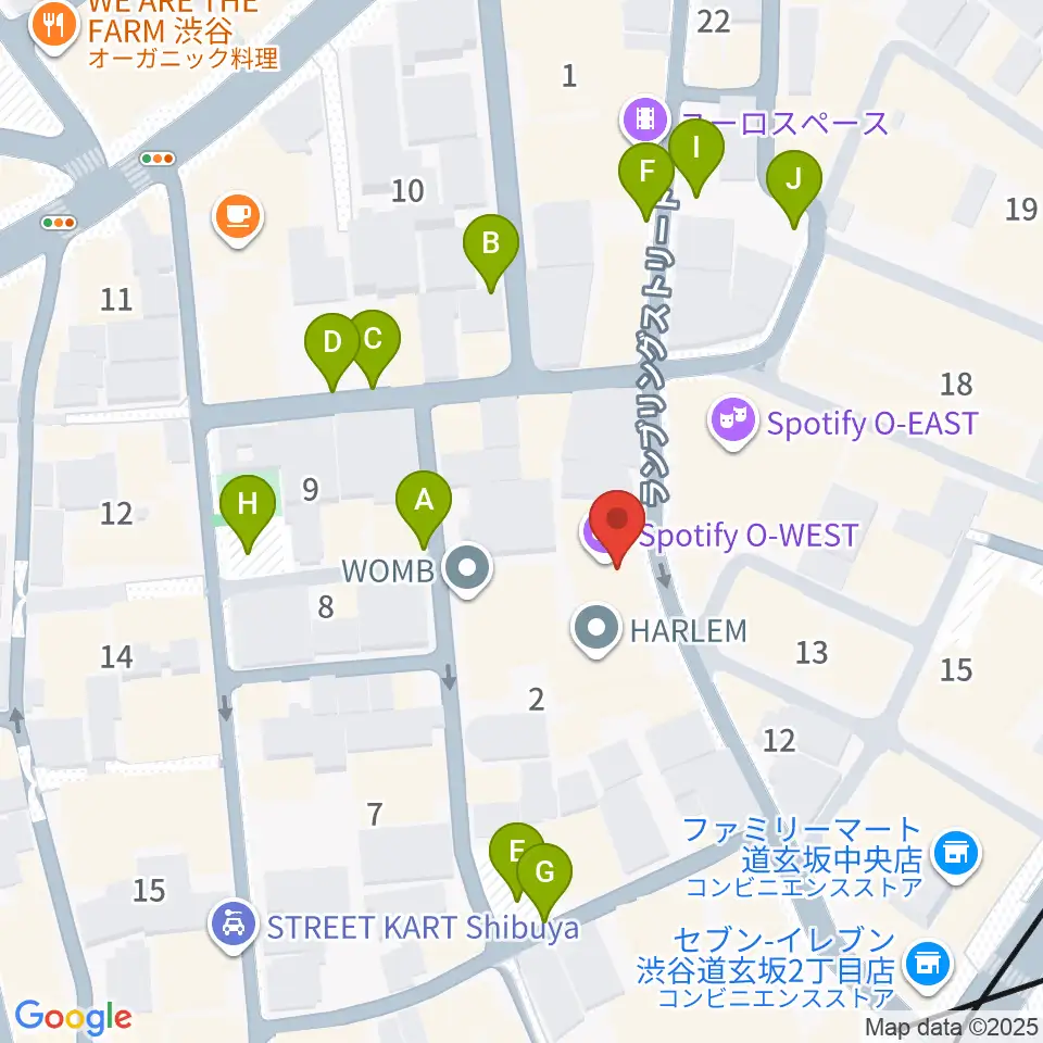 渋谷Spotify O-WEST周辺の駐車場・コインパーキング一覧地図