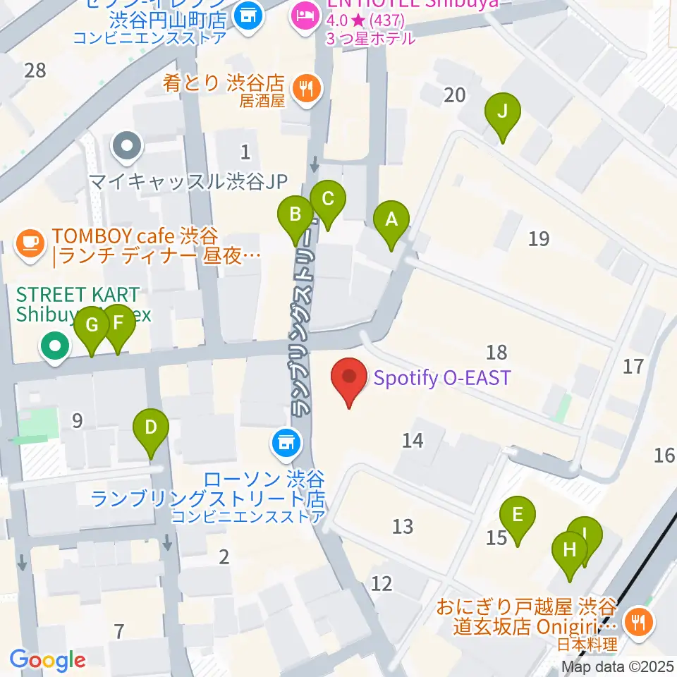 渋谷Spotify O-EAST周辺の駐車場・コインパーキング一覧地図
