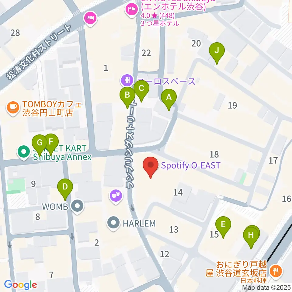 渋谷Spotify O-EAST周辺の駐車場・コインパーキング一覧地図