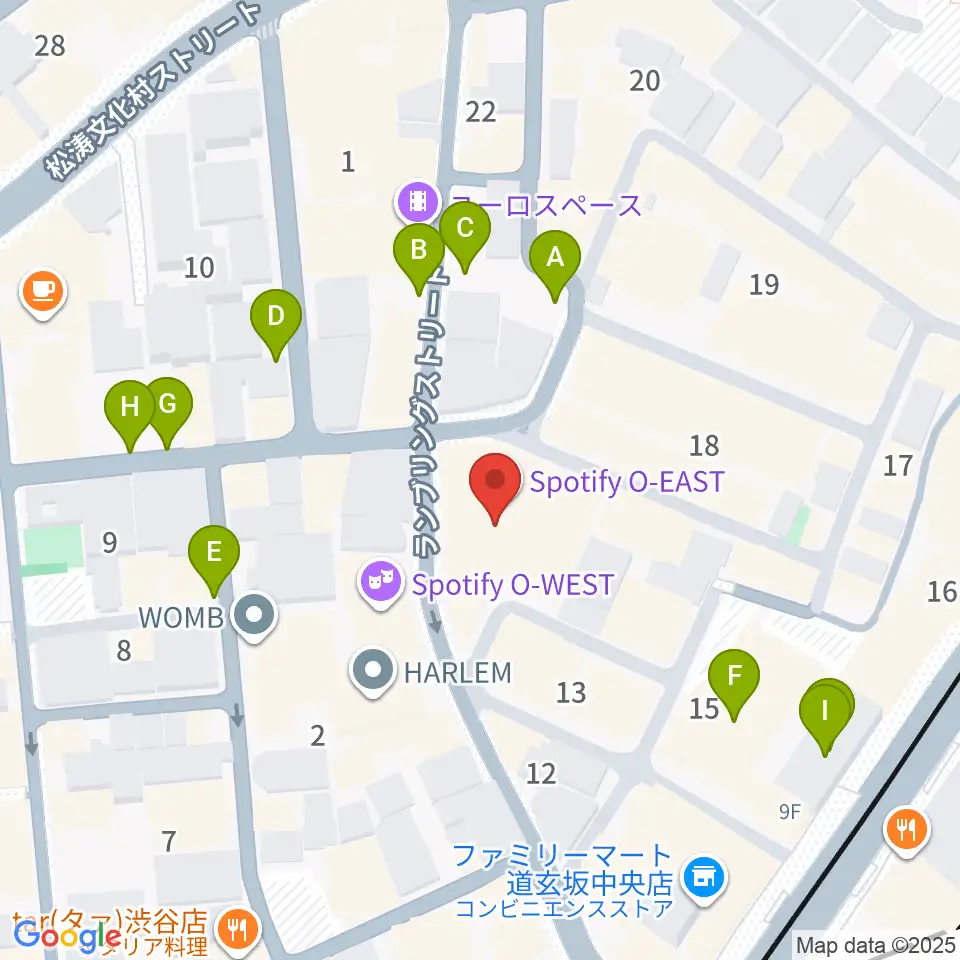 渋谷Spotify O-EAST周辺の駐車場・コインパーキング一覧地図