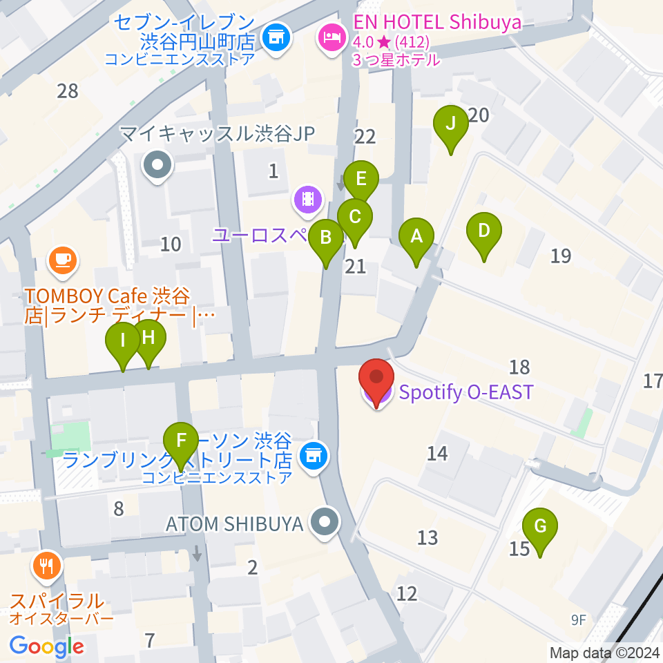 渋谷Spotify O-Crest 周辺の駐車場・コインパーキング一覧地図