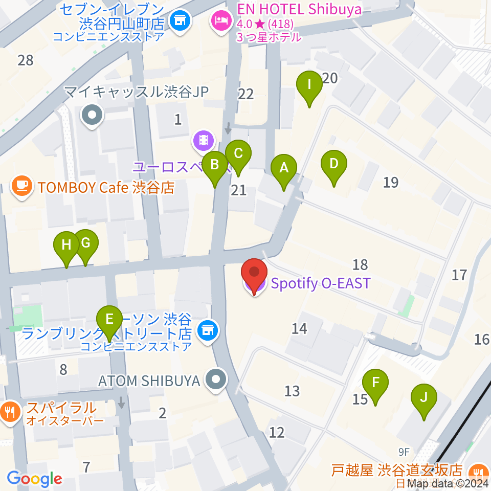 渋谷Spotify O-Crest 周辺の駐車場・コインパーキング一覧地図