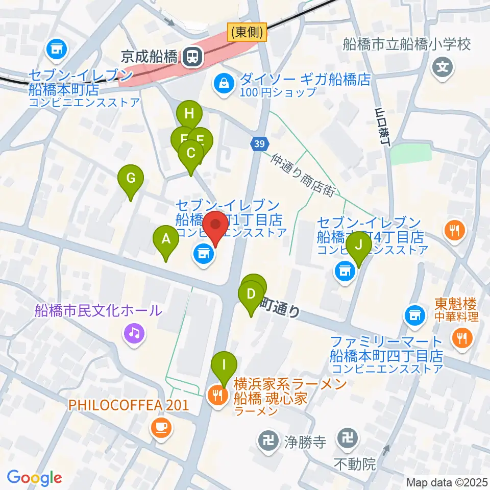 伊藤楽器 マイスター船橋周辺の駐車場・コインパーキング一覧地図