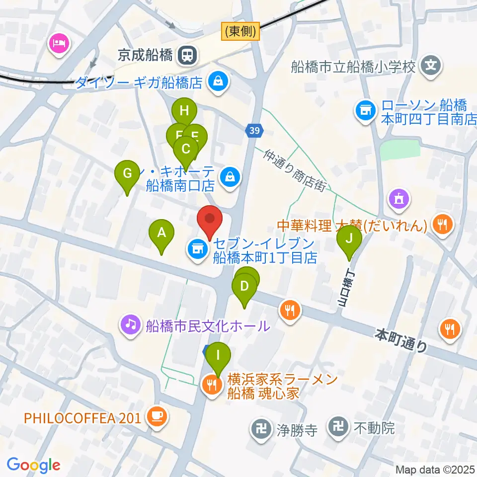伊藤楽器 マイスター船橋周辺の駐車場・コインパーキング一覧地図