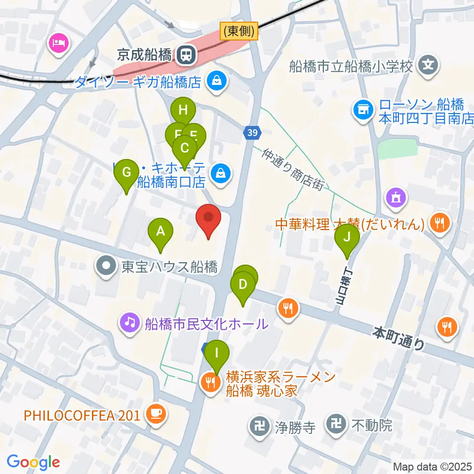 伊藤楽器 マイスター船橋周辺の駐車場・コインパーキング一覧地図