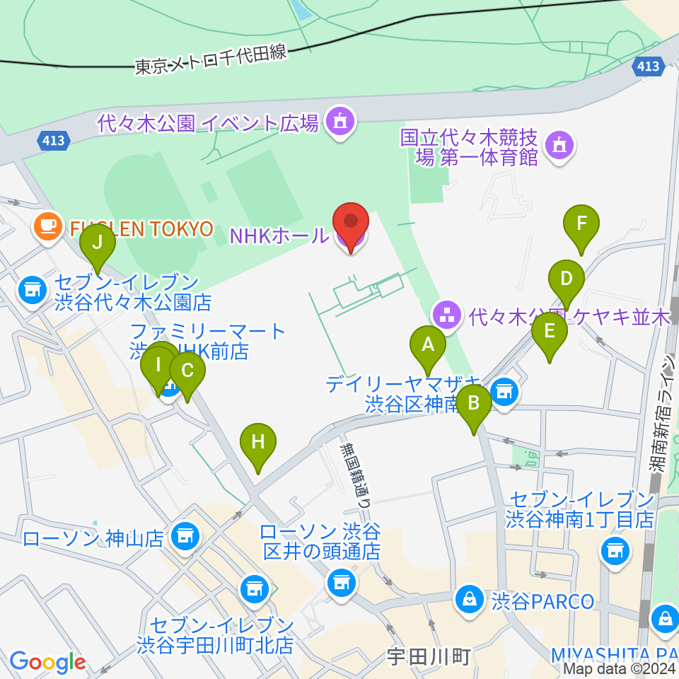 NHKホール周辺の駐車場・コインパーキング一覧地図