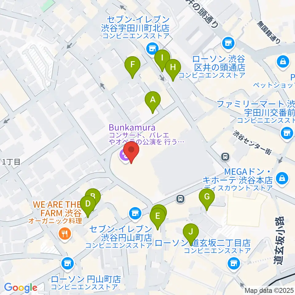 Bunkamuraオーチャードホール周辺の駐車場・コインパーキング一覧地図