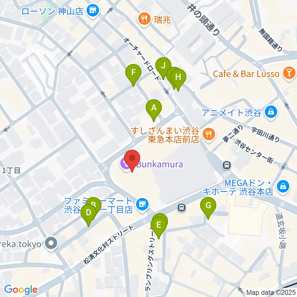 Bunkamuraオーチャードホール周辺の駐車場・コインパーキング一覧地図