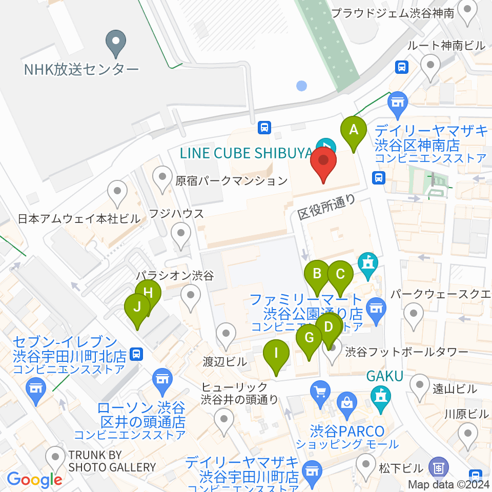 LINE CUBE SHIBUYA周辺の駐車場・コインパーキング一覧地図