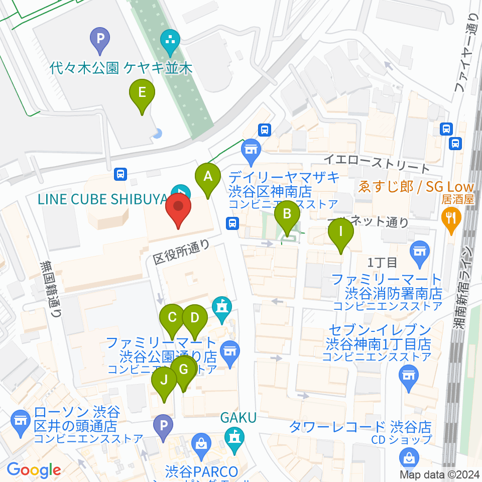 LINE CUBE SHIBUYA周辺の駐車場・コインパーキング一覧地図