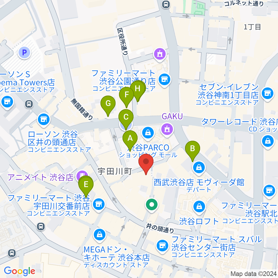 渋谷ＷＷＷ  WWW X周辺の駐車場・コインパーキング一覧地図