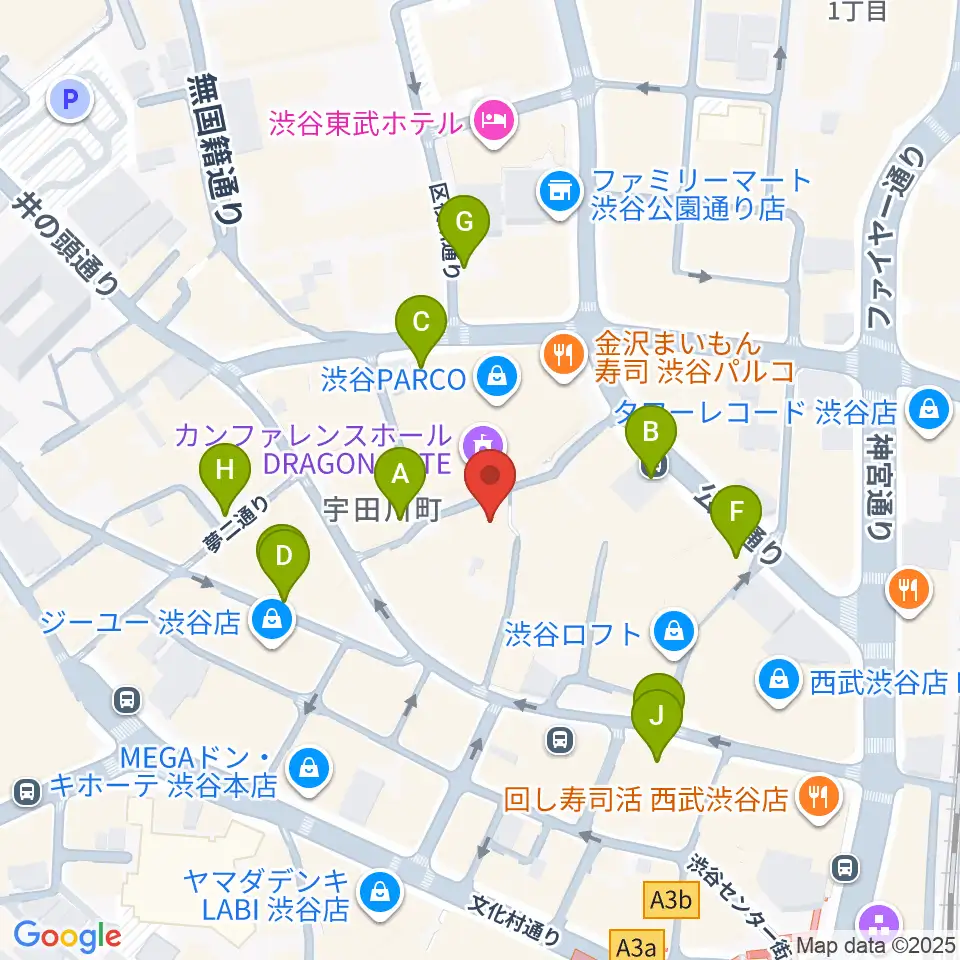 渋谷ＷＷＷ  WWW X周辺の駐車場・コインパーキング一覧地図