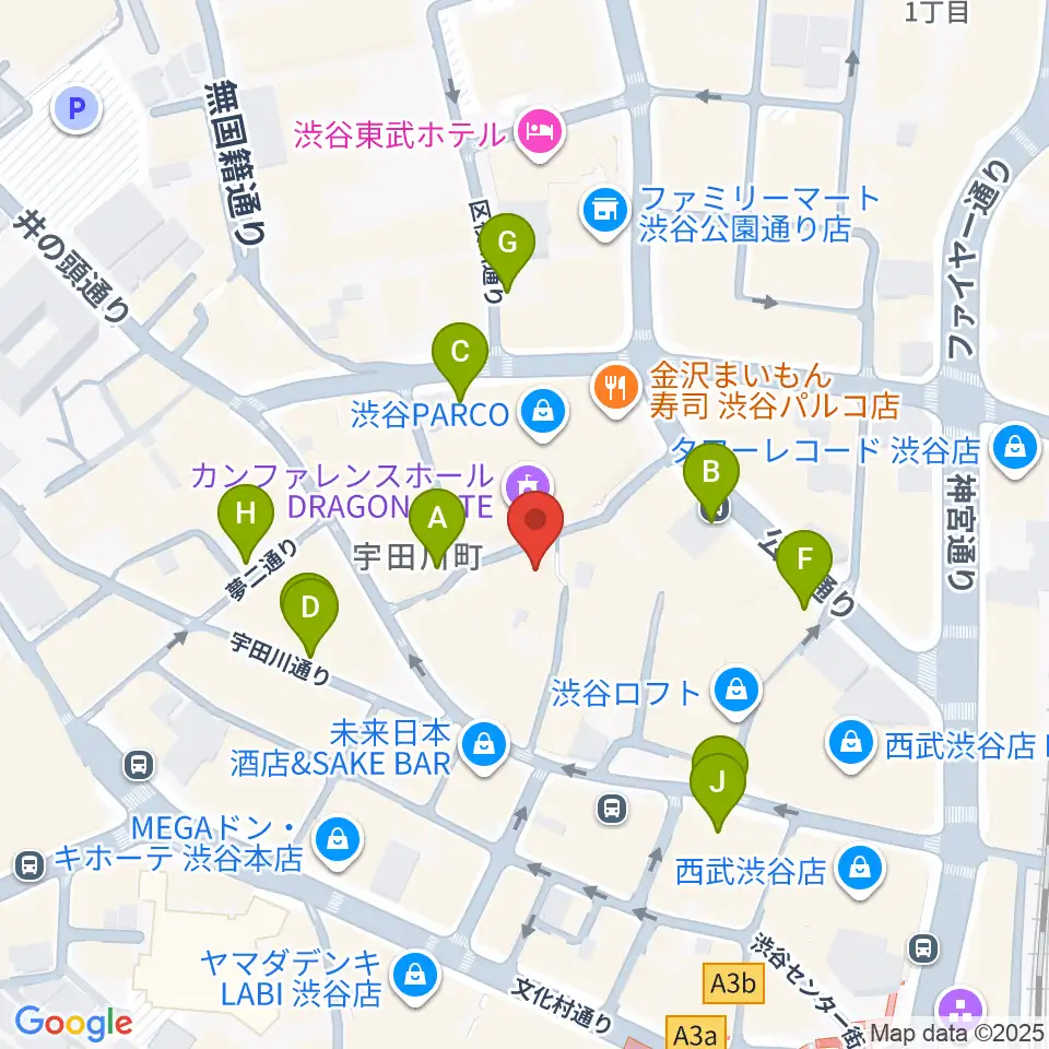 渋谷ＷＷＷ  WWW X周辺の駐車場・コインパーキング一覧地図