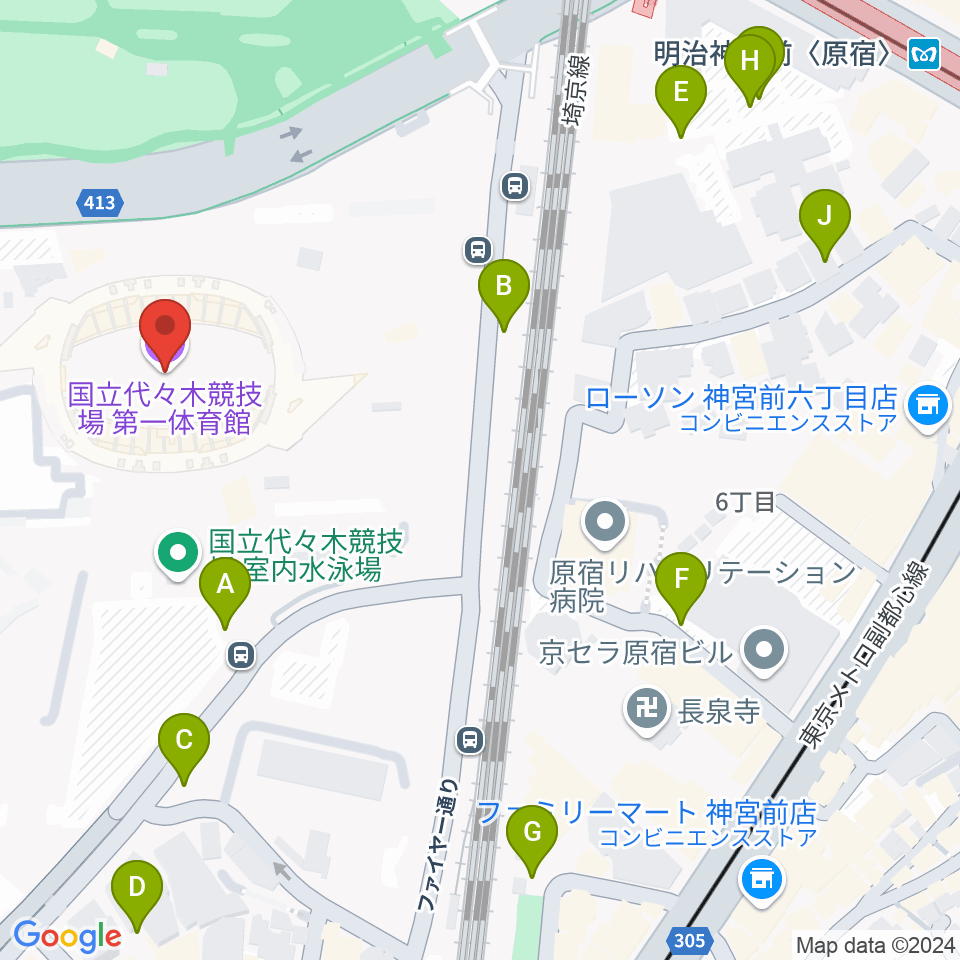 代々木第一体育館周辺の駐車場・コインパーキング一覧地図