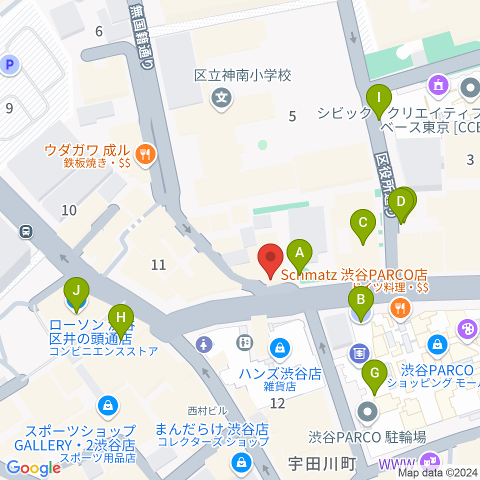 渋谷スターラウンジ周辺の駐車場・コインパーキング一覧地図