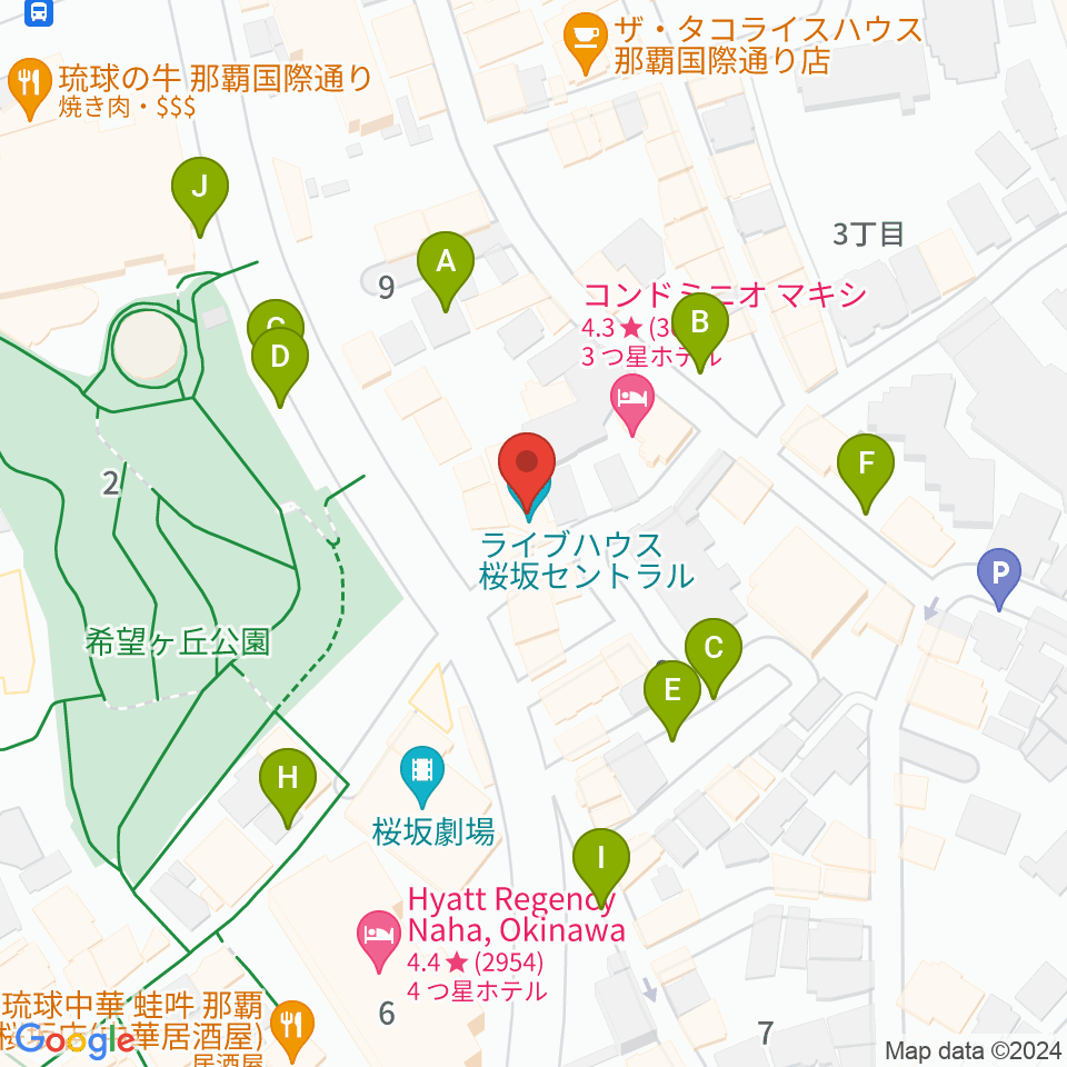 桜坂セントラル周辺の駐車場・コインパーキング一覧地図