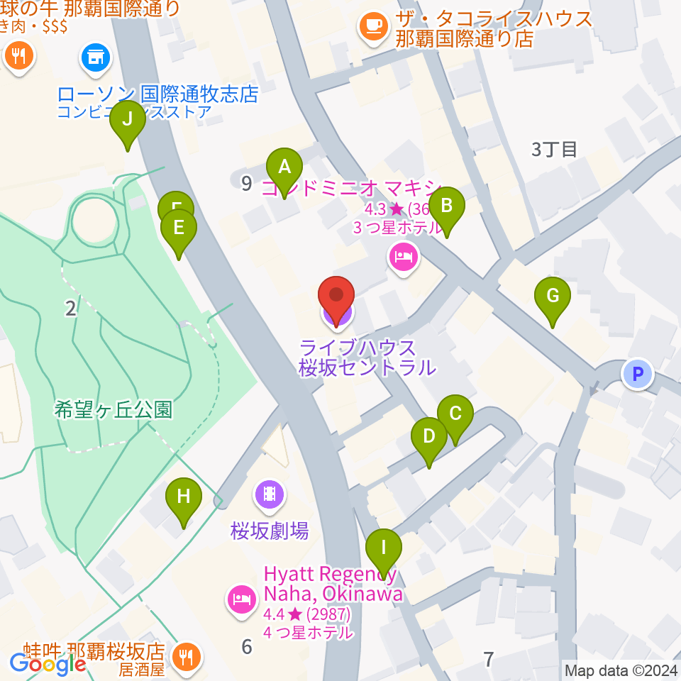 桜坂セントラル周辺の駐車場・コインパーキング一覧地図