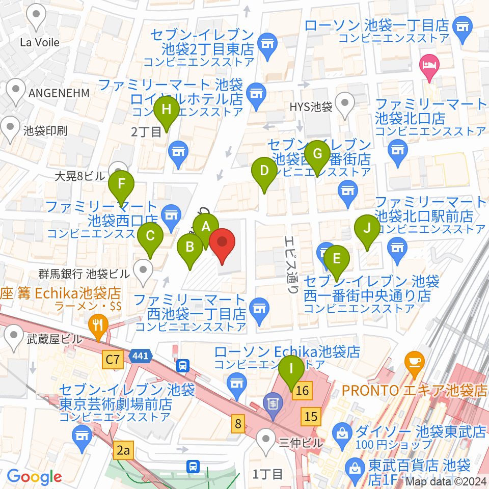 池袋LIVE INN ROSA周辺の駐車場・コインパーキング一覧地図