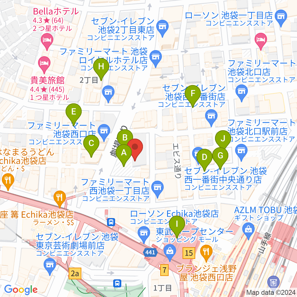 池袋LIVE INN ROSA周辺の駐車場・コインパーキング一覧地図