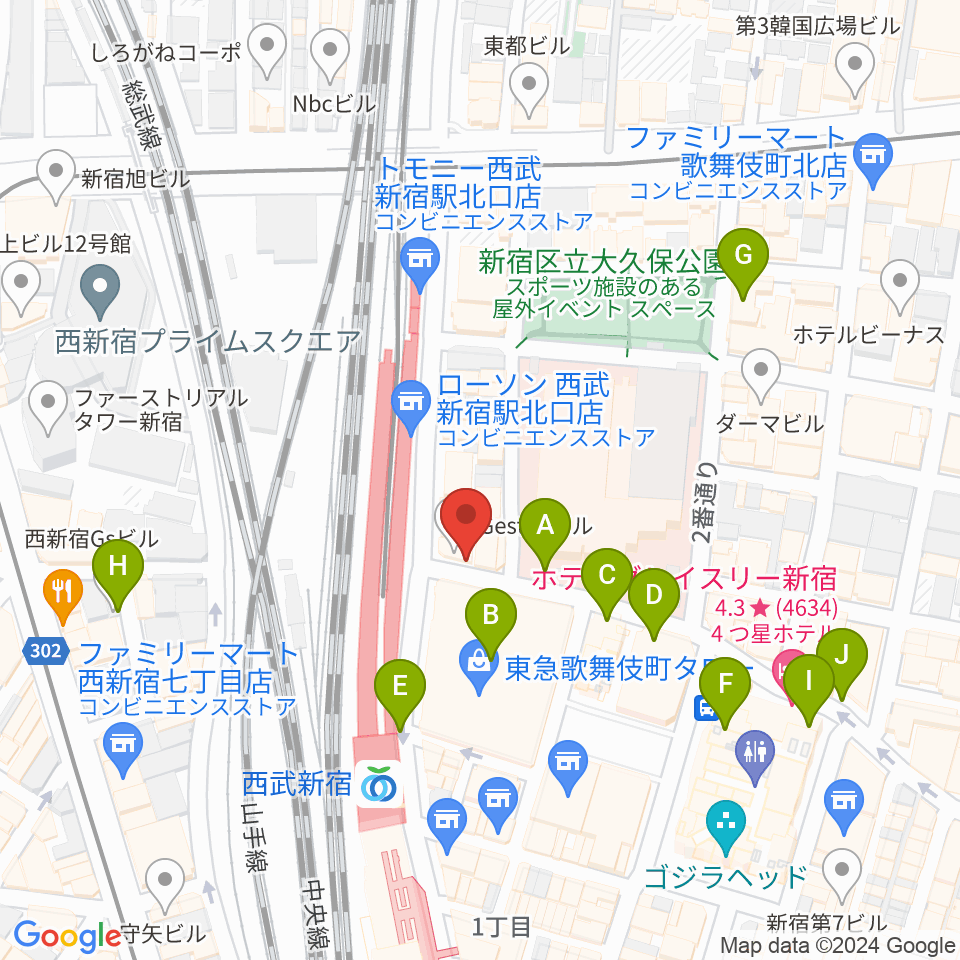 新宿マーブル周辺の駐車場・コインパーキング一覧地図