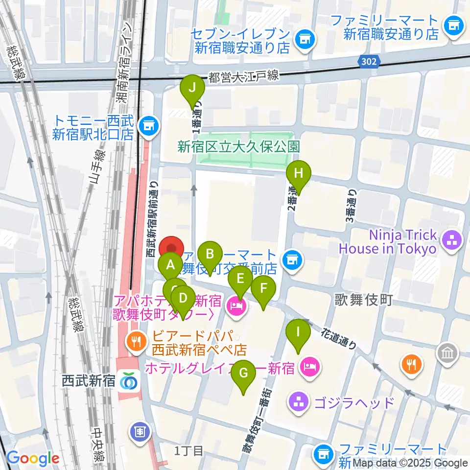 新宿マーブル周辺の駐車場・コインパーキング一覧地図